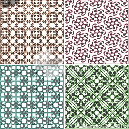 Image of Set of stylish seamless geometrical backgrounds pattern