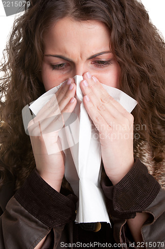 Image of Sick Woman Sneezing