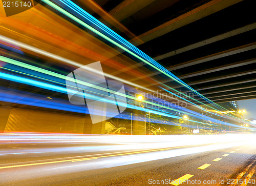 Image of traffic light trail at night