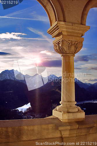 Image of sun old marble and  column reflex 