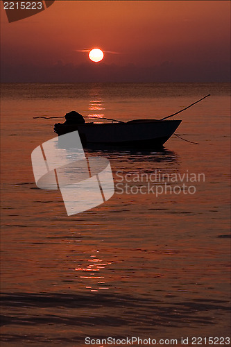 Image of boat sunset red and relax