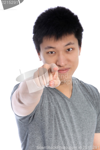 Image of Asian man pointing an accusatory finger