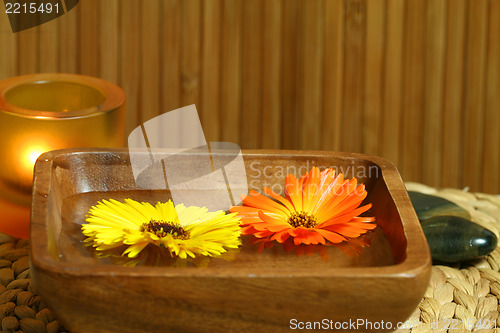 Image of Floating marigold flowers