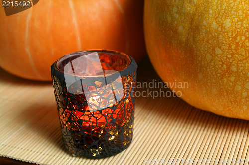 Image of Stained glass and pumpkins