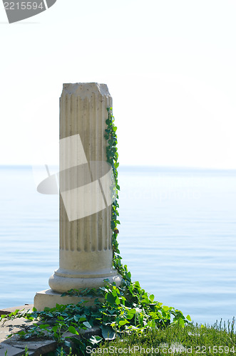 Image of ancient greek column near sea