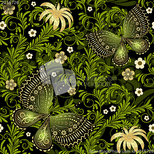 Image of Spring green-gold seamless pattern