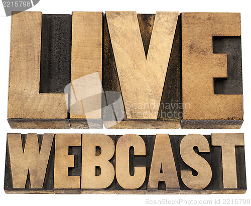 Image of live webcast in wood type