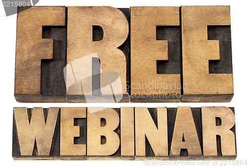 Image of free webinar in wood type