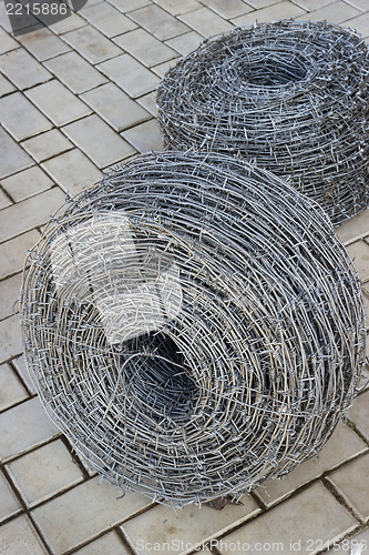 Image of Two bays of barbed wire