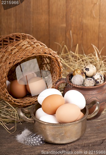 Image of eggs on old wooden