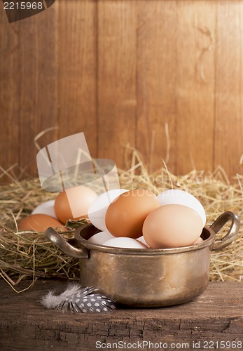 Image of eggs on old wooden