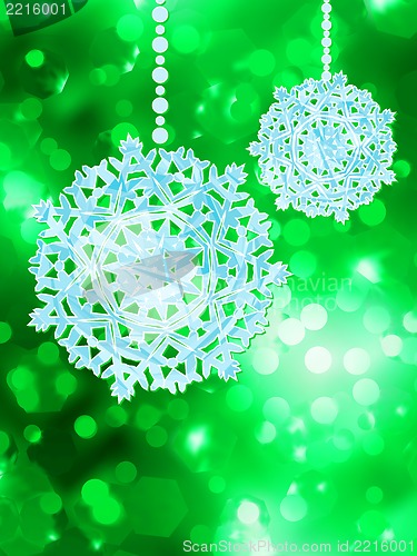 Image of Green snowflake over bokeh. EPS 8