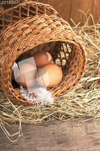 Image of eggs on old wooden