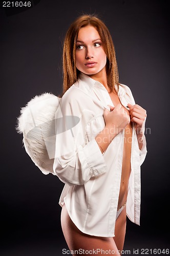 Image of young sexy woman with angel wings