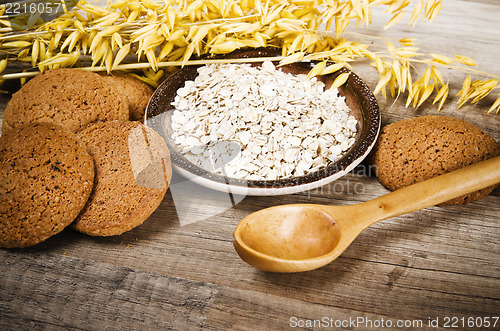 Image of Oatmeal cookies and cereal on the kitchen table