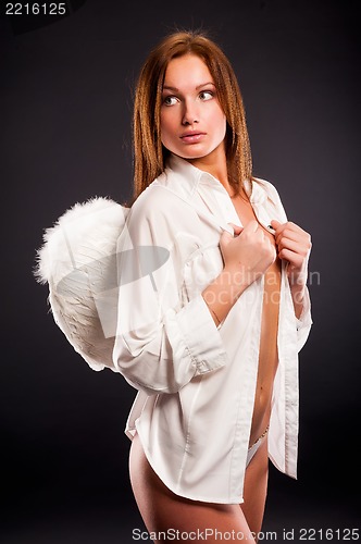 Image of young sexy woman with angel wings