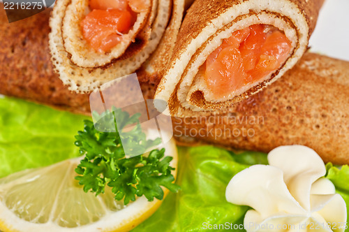 Image of Pancakes with salmon
