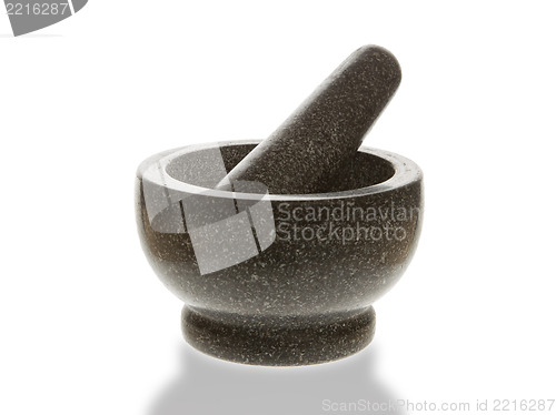 Image of Stone mortar on white background