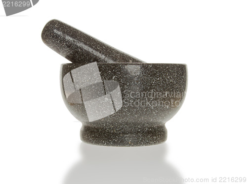 Image of Stone mortar on white background