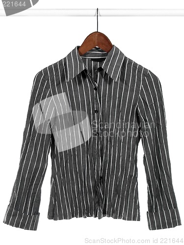 Image of Gray striped shirt on white background