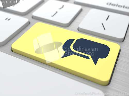 Image of Blank Speech Bubbles on Computer Button.