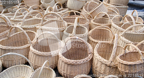 Image of wicker handmade wooden diy basket  street market 