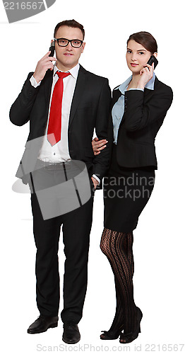 Image of Young Business Couple on the Phones