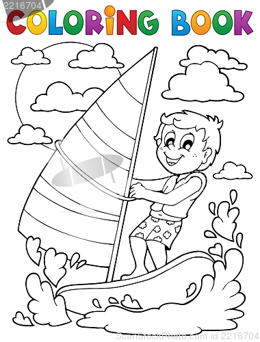 Image of Coloring book water sport theme 1