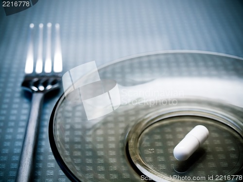 Image of white pill on the plate