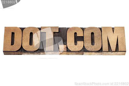 Image of dot com concept in wood type