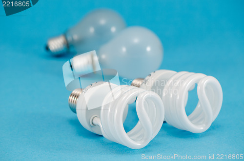 Image of two pair of light bulbs  new fluorescent heat bulb 