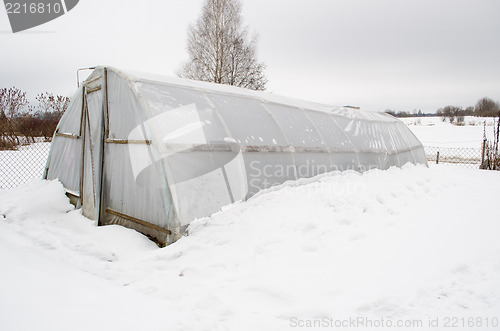 Image of diy homemade greenhouse polythene snow 