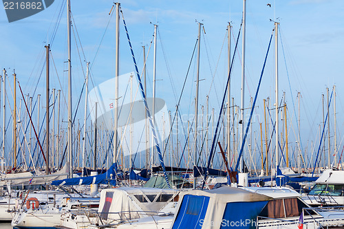 Image of Yachts moored in a marina