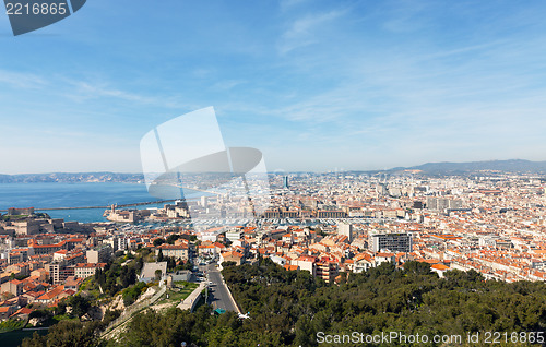 Image of Panoramic aerial view on Marseille from mountain