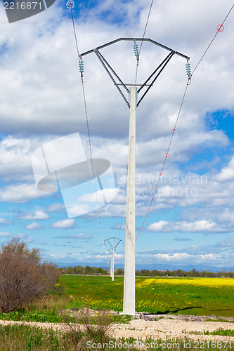 Image of Row of rural electrical power lines