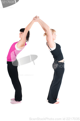 Image of Two fitness instructors doing exercises