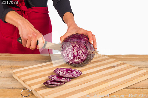 Image of Chopping cabbage