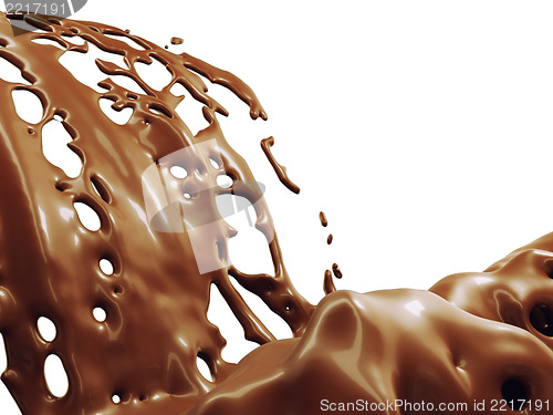 Image of Hot chocolate or cocoa splashes flow isolated