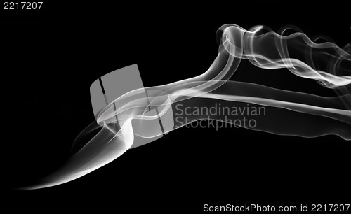 Image of Abstract white smoke pattern and curves on black 