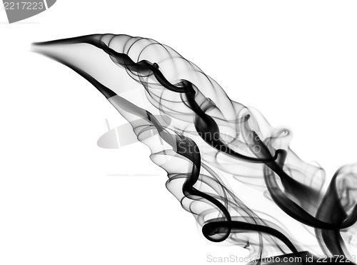 Image of Black abstract smoke swirls and curves 