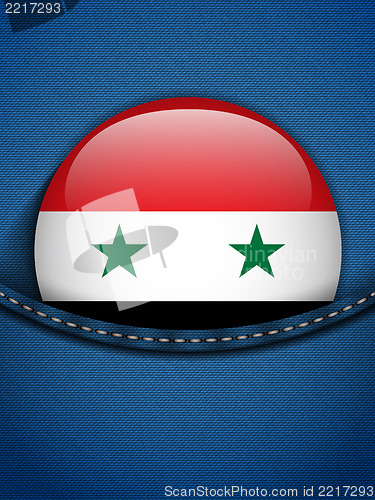 Image of Syria Flag Button in Jeans Pocket