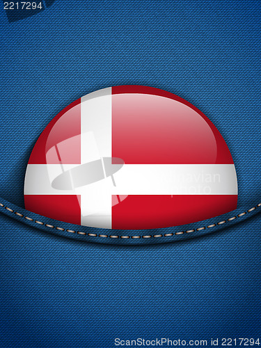 Image of Denmark Flag Button in Jeans Pocket