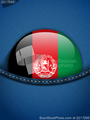 Image of Afghanistan Flag Button in Jeans Pocket