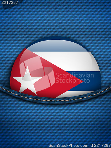 Image of Cuba Flag Button in Jeans Pocket