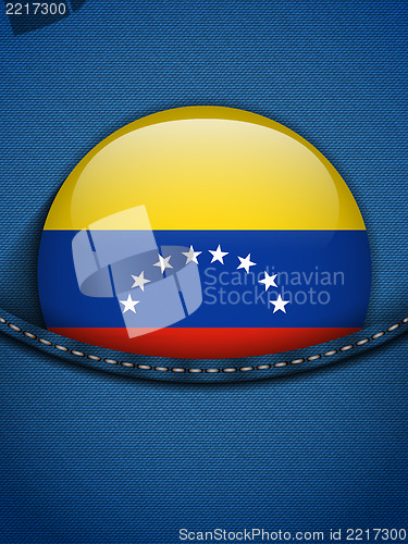 Image of Venezuela Flag Button in Jeans Pocket