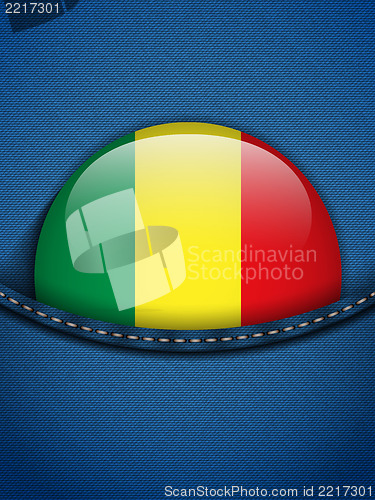Image of Mali Flag Button in Jeans Pocket