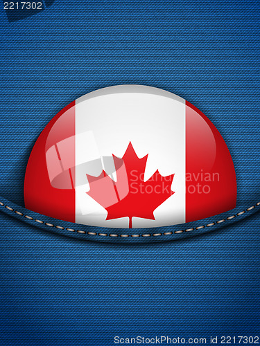 Image of Canada Flag Button in Jeans Pocket