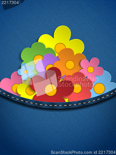 Image of Spring Flowers in Jeans Pocket