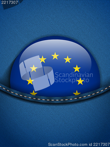 Image of Europe Flag Button in Jeans Pocket