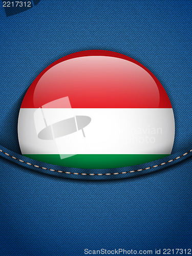 Image of Hungary Flag Button in Jeans Pocket
